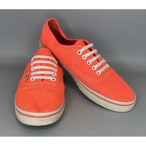 VANS Neon Authentic Sneakers Women 7.5 Men 5.5 Orange Pink Skater Retro Bright